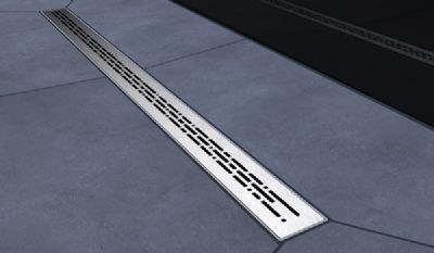 IMPEY AQUA-DEC LINEAR DRAIN 1, 3 & 4 - 800mm 'DESIGNER MORSE' STAINLESS STEEL INSERT TOP with VERTICAL OUTLET, LNR80MORBSS/V IMPEY AQUA-DEC LINEAR DRAIN 1, 3 & 4 - 800mm 'DESIGNER MORSE' STAINLESS STEEL INSERT TOP with VERTICAL OUTLET, LNR80MORBSS/V